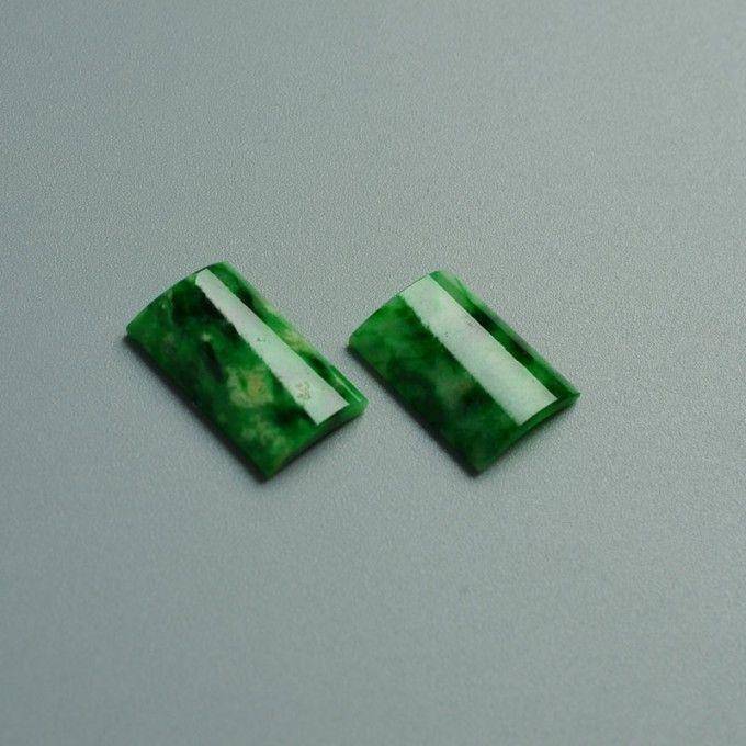 花青翡翠戒面一对 21HT14图7