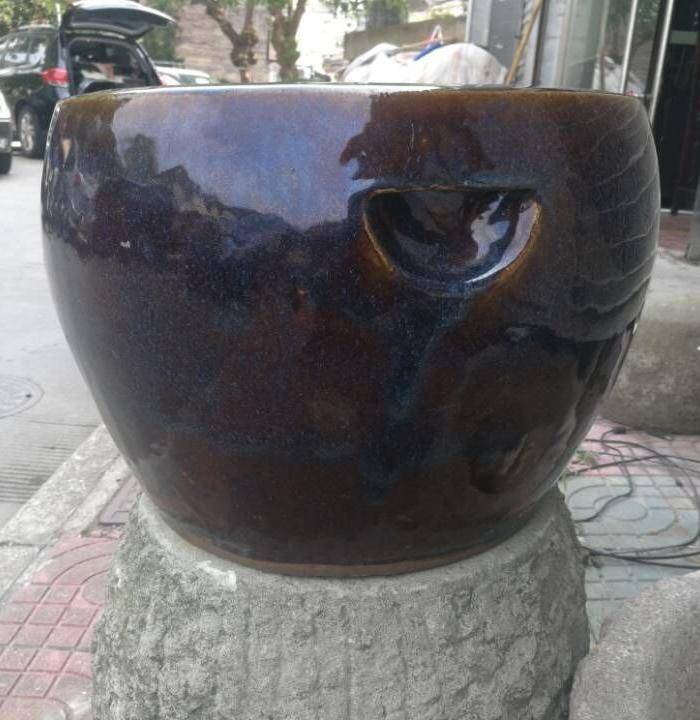 民国宜均釉大画缸图3