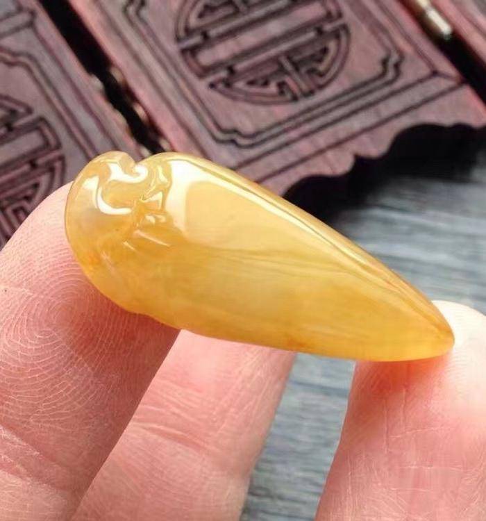 天然A货翡翠老冰种金黄翡福瓜吊坠玉坠挂件 126图8