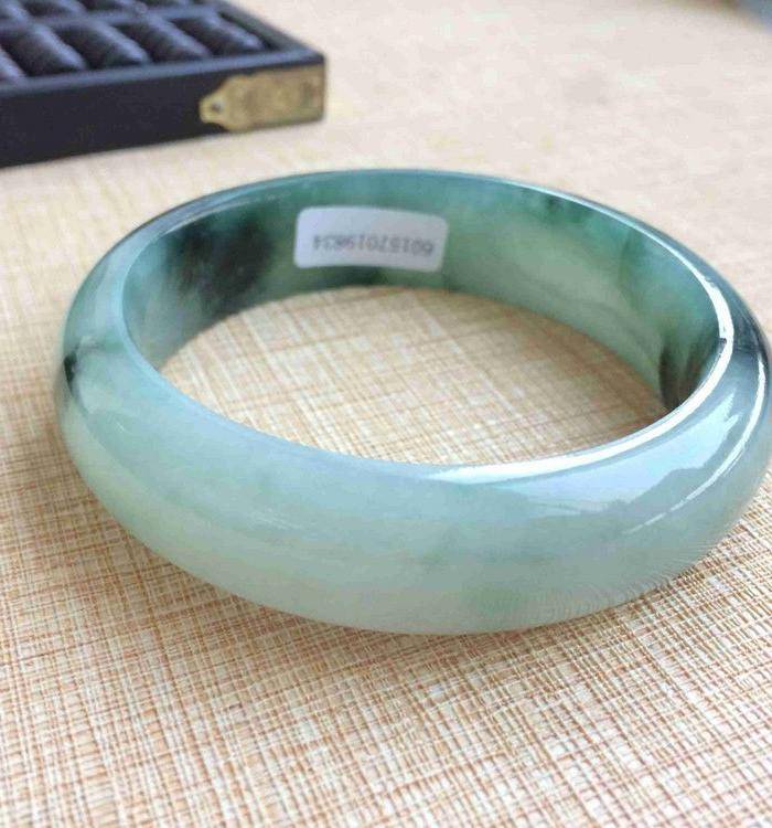 天然A货翡翠满绿飘花手镯56.8圈玉镯子 2516图3