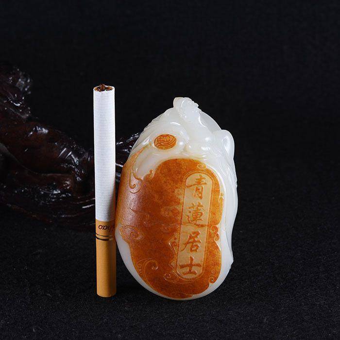 苏工 和田玉 籽料把件 青莲居士真皮真籽料图9