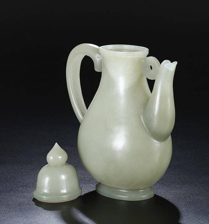 和田玉 青白玉 山料玉壶 黄铭大师作品 一片冰心图7