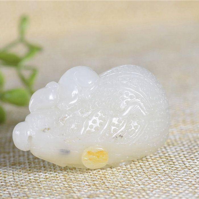 和田玉 籽玉 俏色 洒金皮 白菜 百财图2