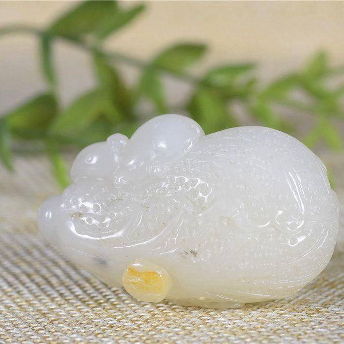 和田玉 籽玉 俏色 洒金皮 白菜 百财图3