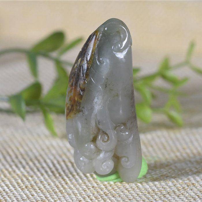和田玉 籽玉 美皮 细腻 带翠 佛手图5