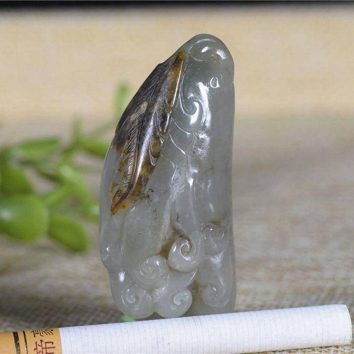 和田玉 籽玉 美皮 细腻 带翠 佛手图7