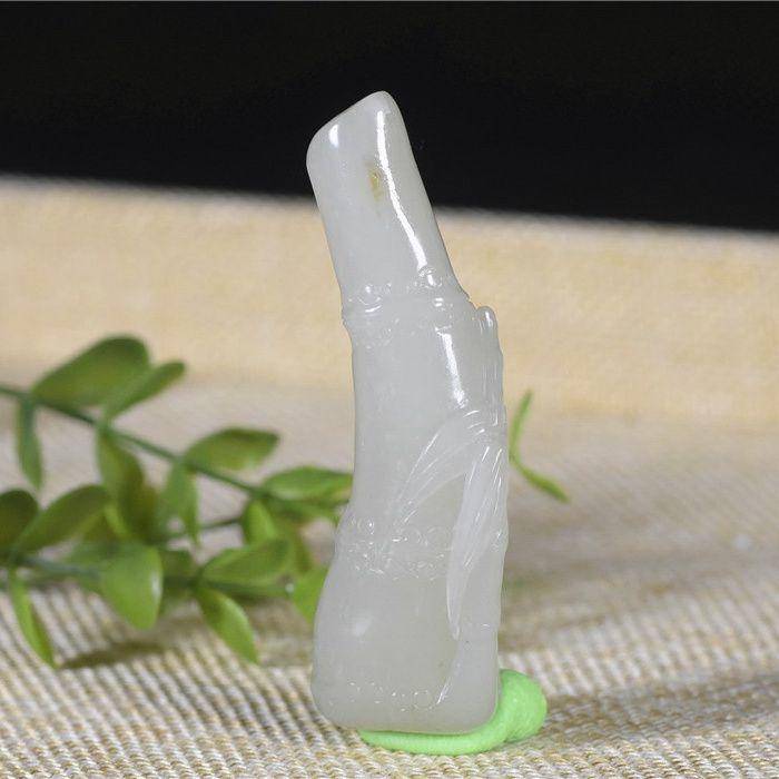 和田玉 籽玉 美福竹 顶部留皮 节节高升图3