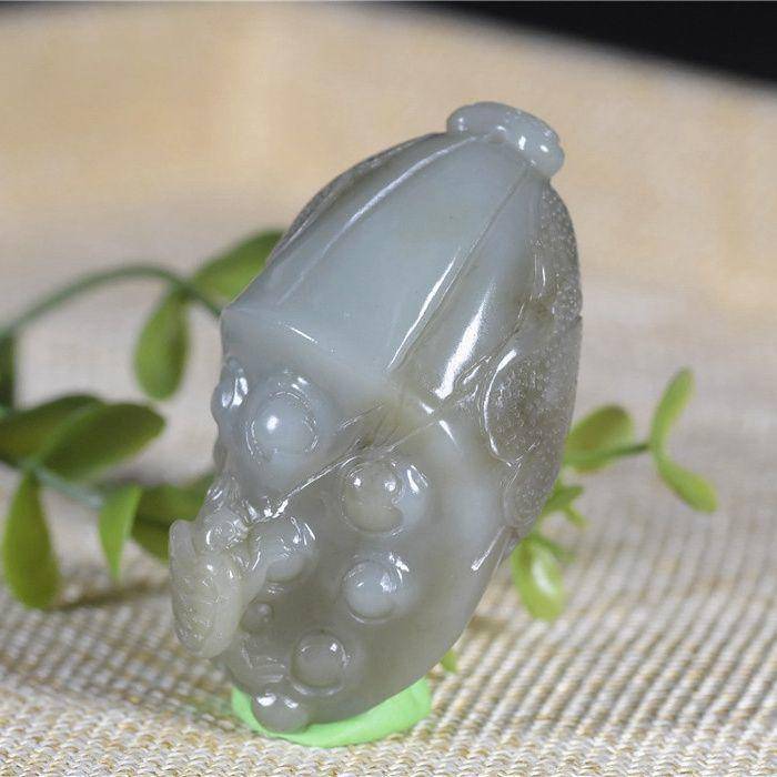 和田玉 籽玉 青花 莲蓬 一鸣惊人 尺寸大图4