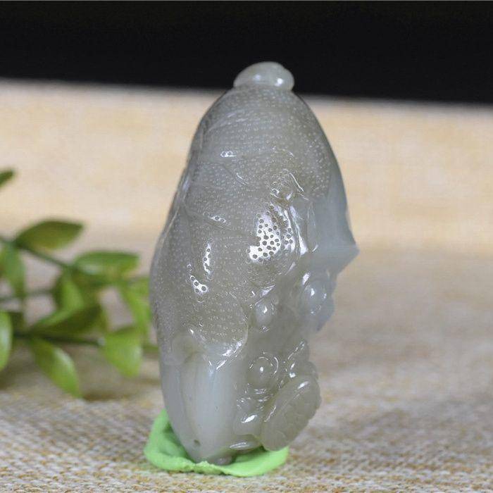 和田玉 籽玉 青花 莲蓬 一鸣惊人 尺寸大图5
