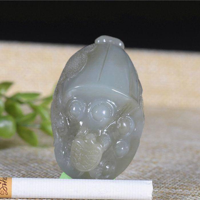 和田玉 籽玉 青花 莲蓬 一鸣惊人 尺寸大图6