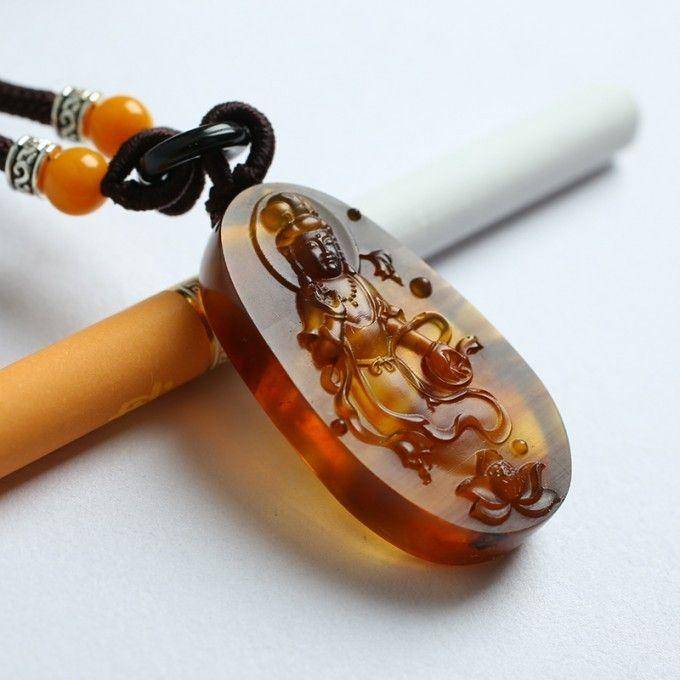 棕红缅甸琥珀观音吊坠 57JO20图2
