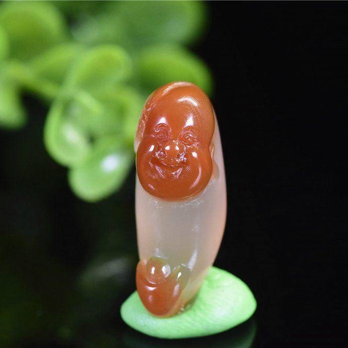 南红玛瑙 俏色 欢喜佛 佛引福来图2