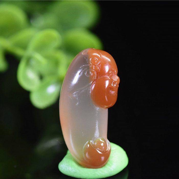 南红玛瑙 俏色 欢喜佛 佛引福来图4