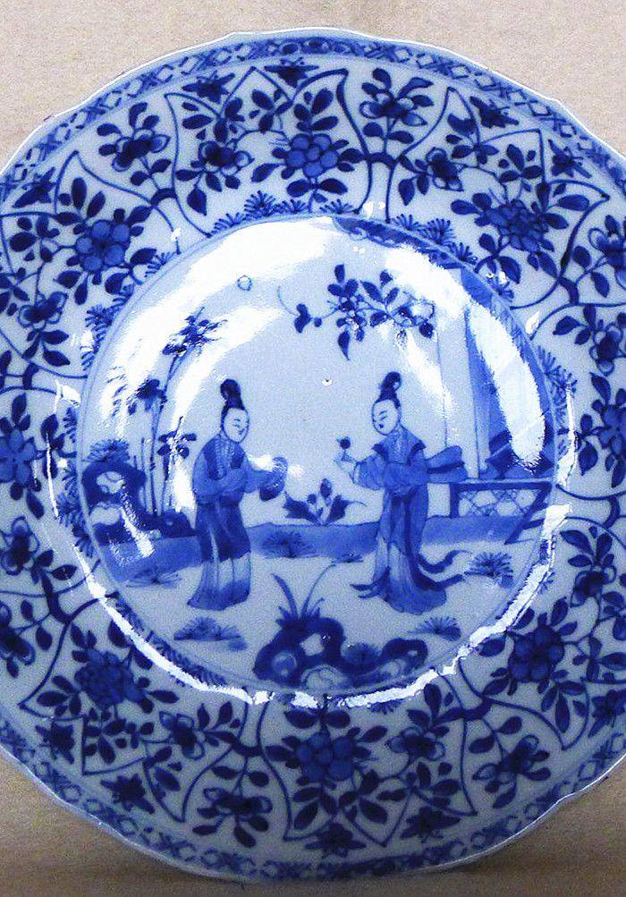 清早期 青花人物盘图5