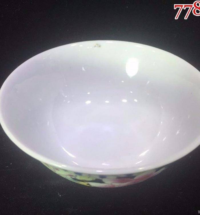 全品民国早期细路墨地百花不漏地碗一件图8