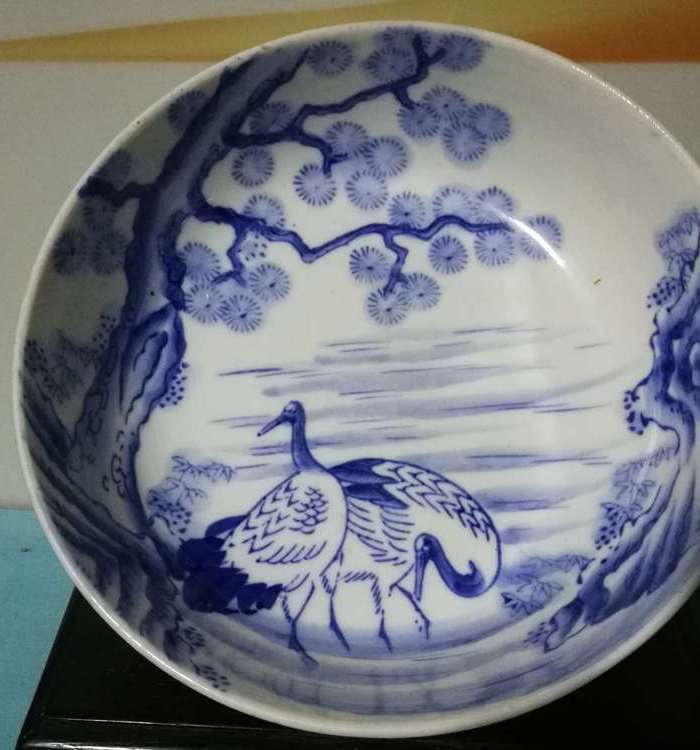 民国日本青花松鹤纹大碗图4