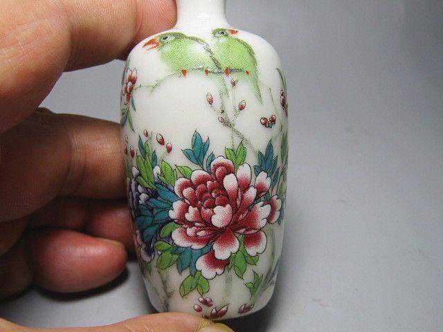 手绘 花开富贵 陶瓷鼻烟壶 画工精美图7