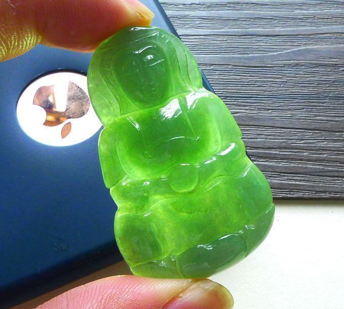 缅甸天然A货翡翠老坑种满色绿色高档招财观音