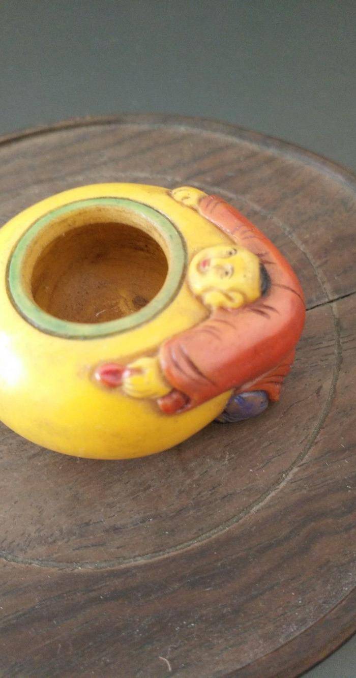 文房精品 五彩老琉璃小水盂图2