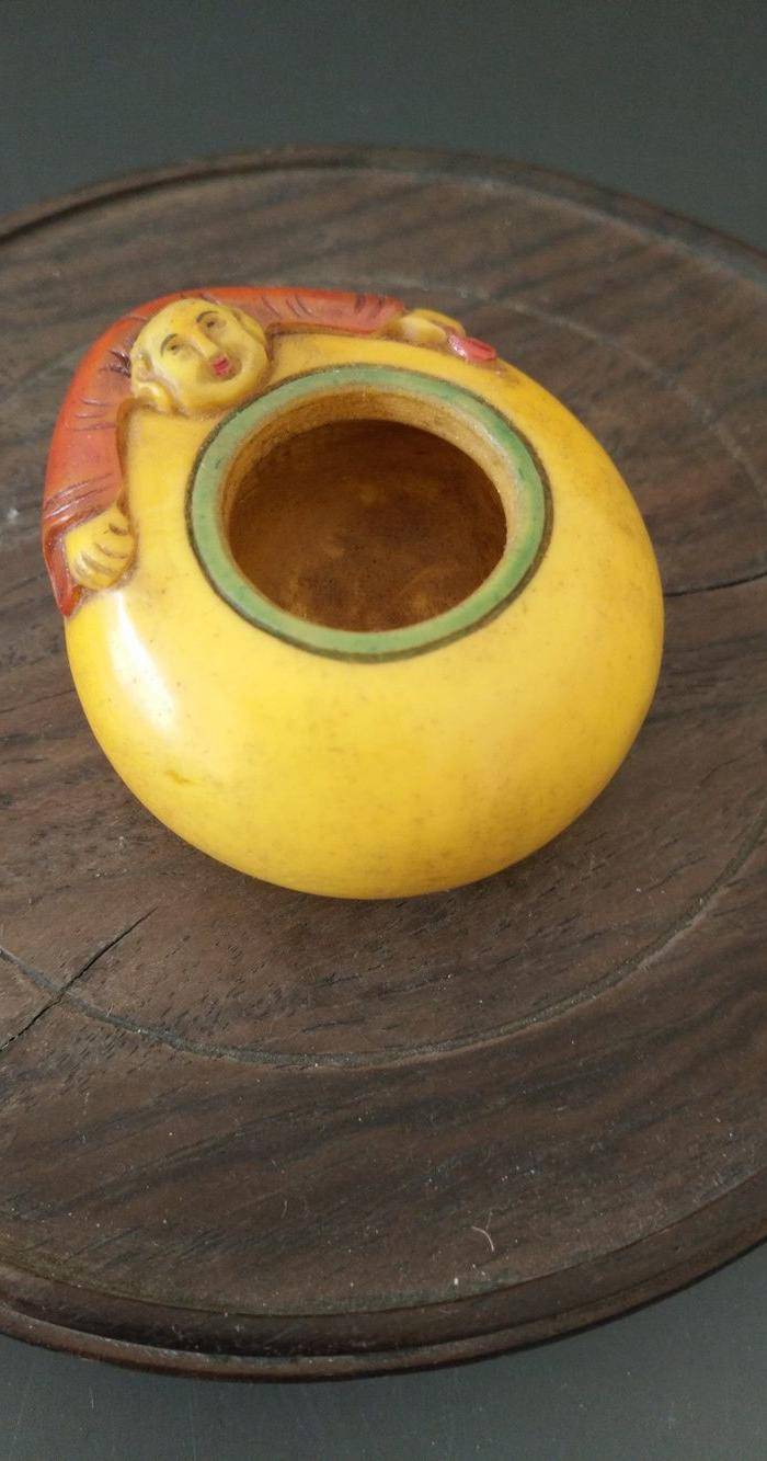 文房精品 五彩老琉璃小水盂图3