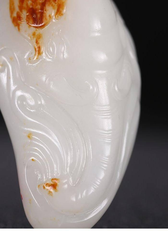 和田白玉十二生肖灵猴吊坠圆雕大象挂件玉坠图7