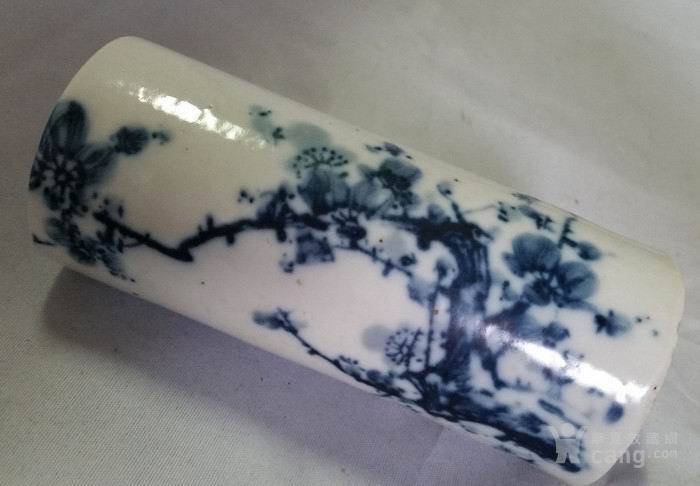 民国青花梅花纹小笔筒图4