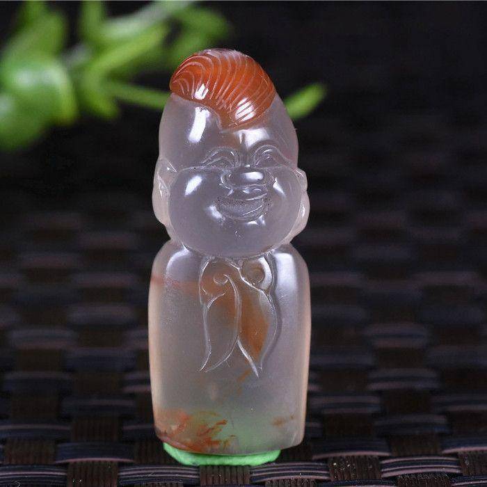 南红玛瑙 俏色 少先队员 胸前的红领巾更鲜艳了图2