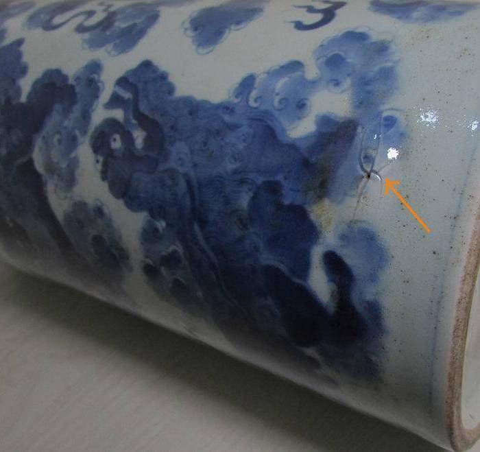 道光青花太师少保纹帽筒一对图7