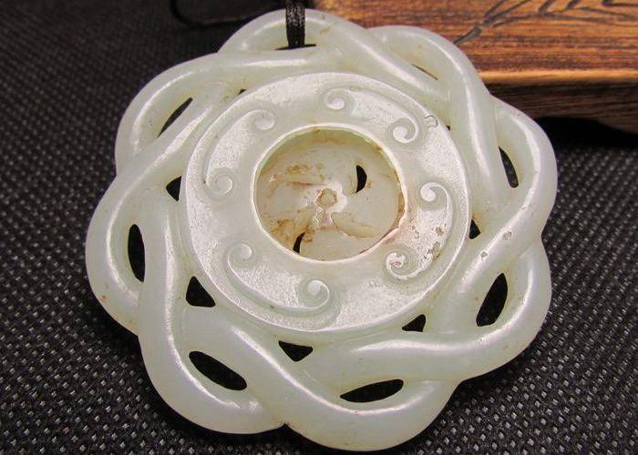 和田白玉 脂白麻花转芯佩图2