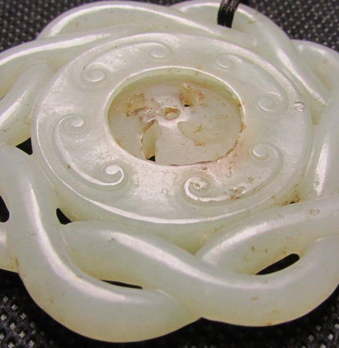 和田白玉 脂白麻花转芯佩图3