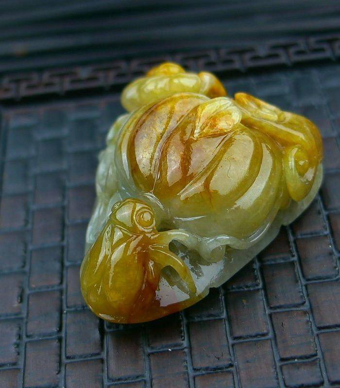 冰润双彩精雕花开富贵吊坠图8