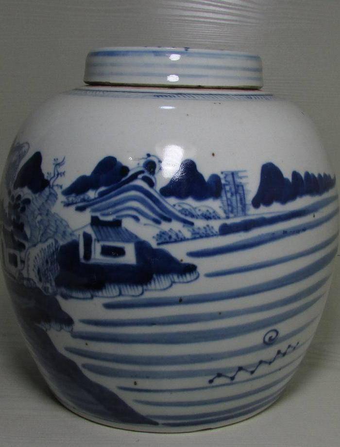 乾隆青花通景山水大罐图3