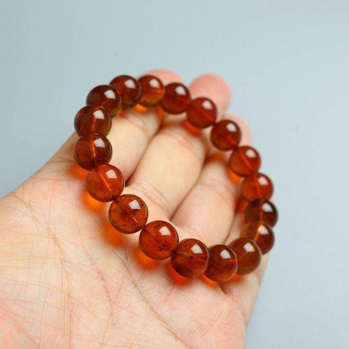 棕红缅甸琥珀手串11MM 15JU08图2