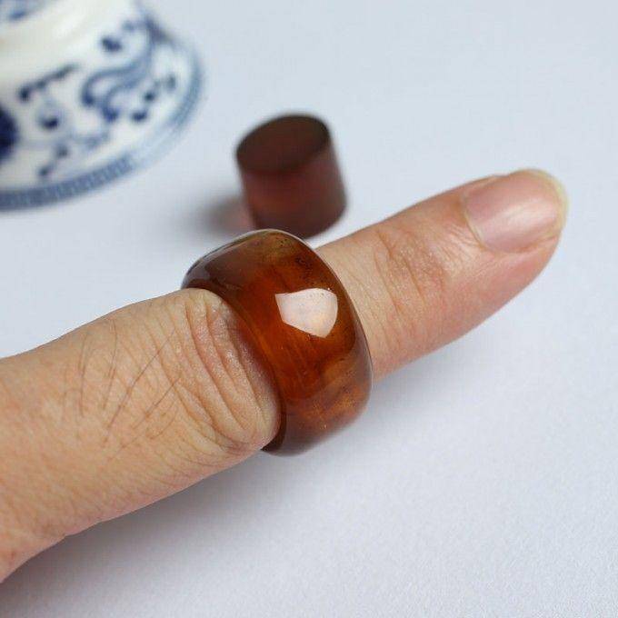 棕红缅甸琥珀戒指 27JG02图8