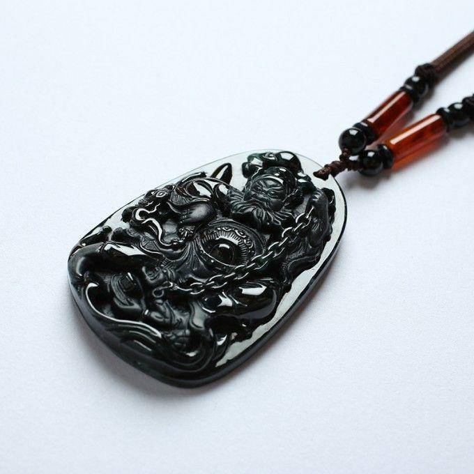 钟馗捉鬼墨翠玉牌 20JS13图6