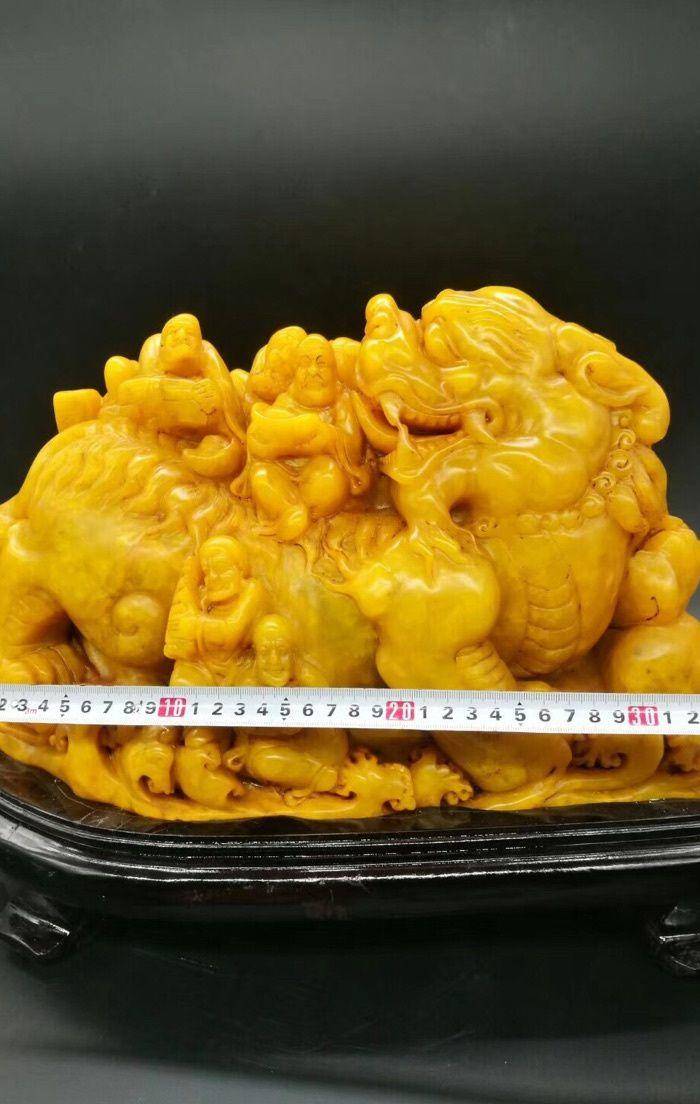清 精工老货田黄兽罗汉大摆件图7