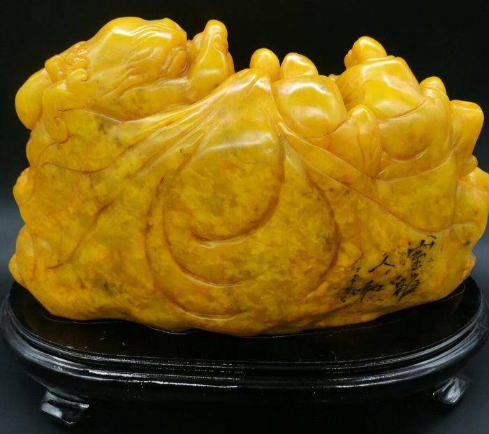 清 精工老货田黄兽罗汉大摆件图6