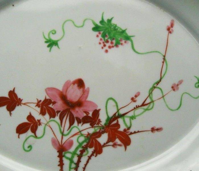 32.民国 粉彩花卉葡萄椭圆形大盘图3