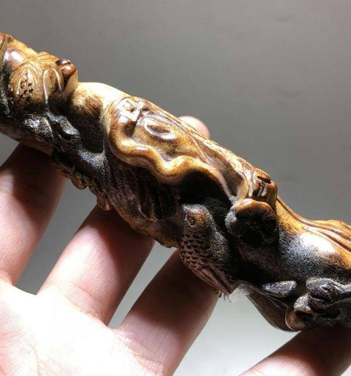 清 珍贵 骨质 喜鹊登梅 笔架 手工雕刻 工艺 十分不错 包浆老厚 蝌图7