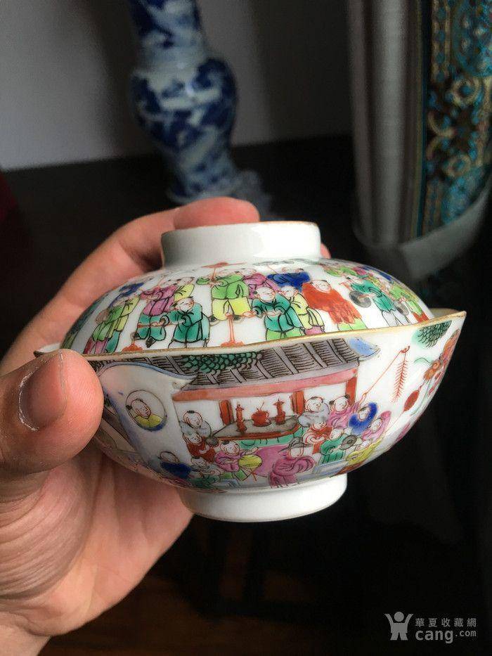 清中期 粉彩百子闹春盖碗图3