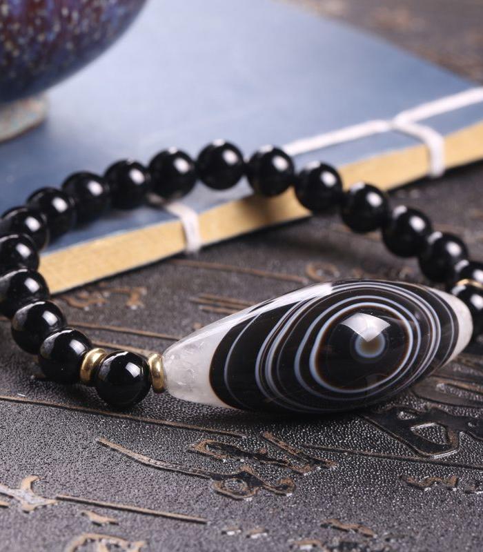 天然藏传天眼玛瑙手工编单圈手链