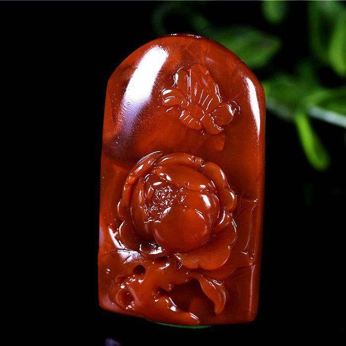 南红玛瑙 蝶恋花 喜上加喜 厚款大牌子图3