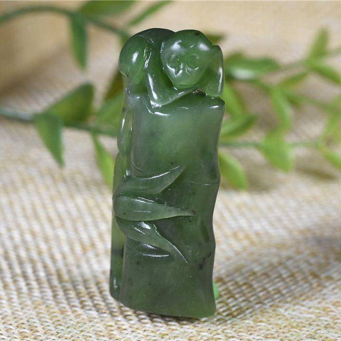 和田玉 碧玉 竹节猴 节节高升图3