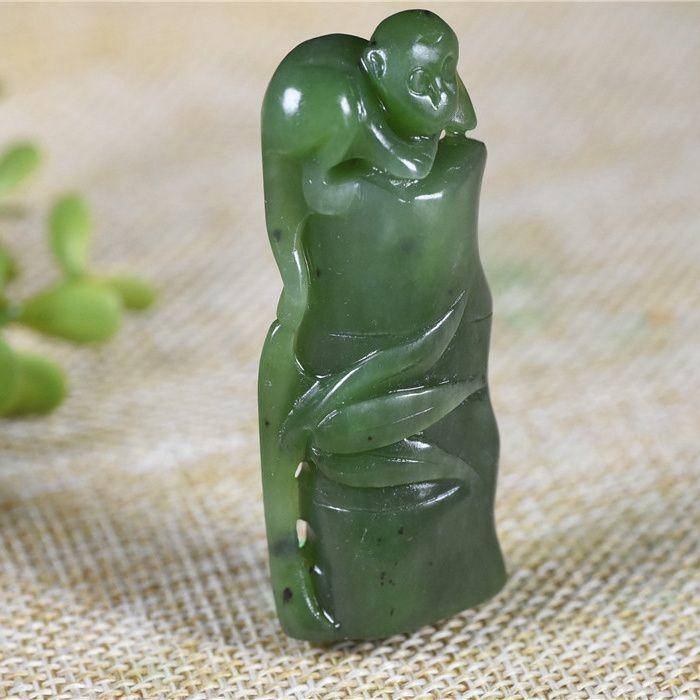 和田玉 碧玉 竹节猴 节节高升图2