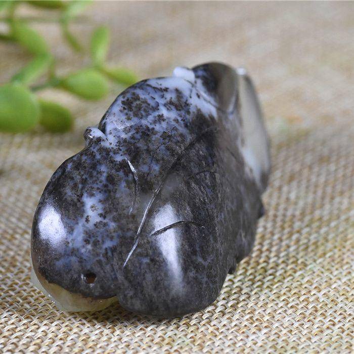 和田玉 招财貔貅 大业有成 小手把件图7