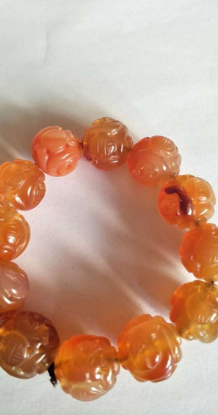 欧美回流 精美团寿纹玛瑙珠手串图6