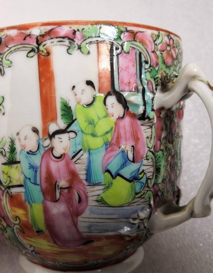 光绪广彩人物大号双耳杯包真包老图3