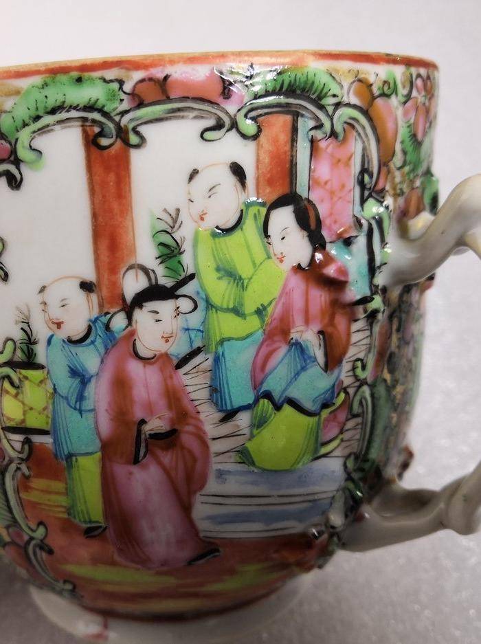 光绪广彩人物大号双耳杯包真包老图4