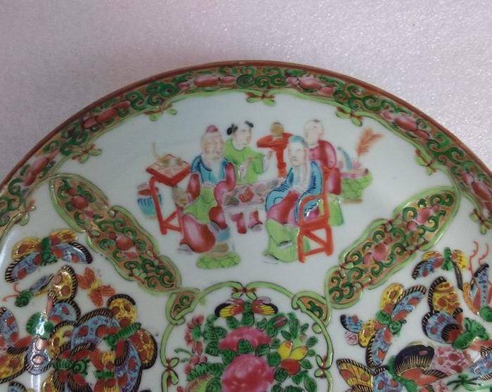 同治广彩人物纹盘细路精品图2