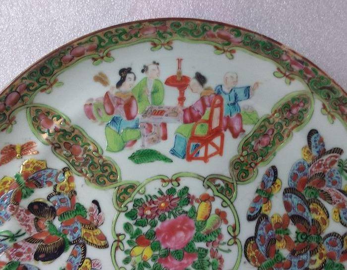 同治广彩人物纹盘细路精品图3